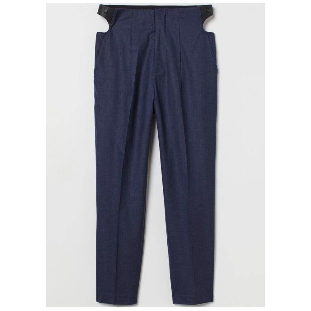 Toga Archives x H&M Pants Size 38x29 Mens Navy Leather Tab Tailored Wool Trouser